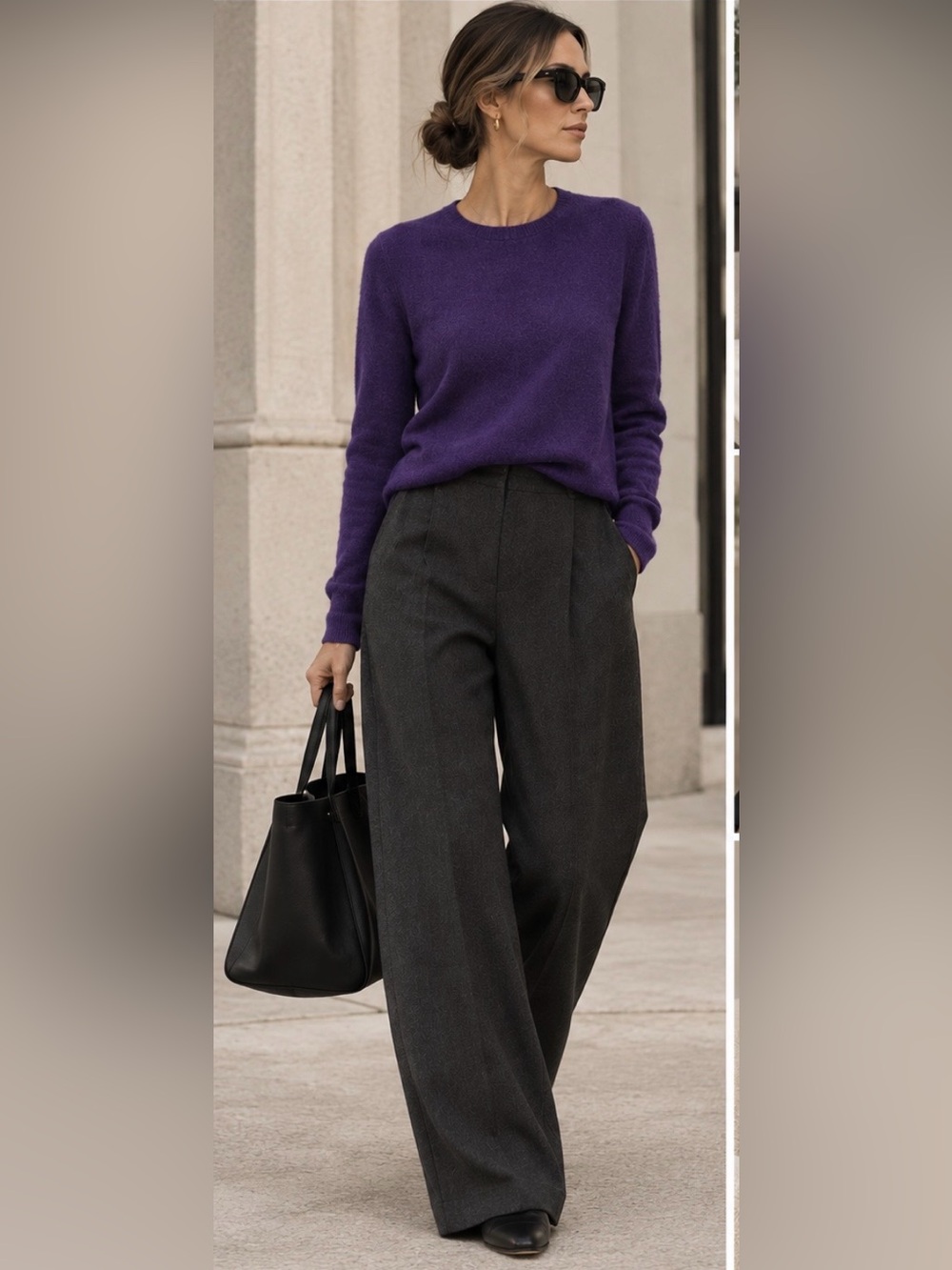 Ann Klein Cashmere Sweater in Violet Purple